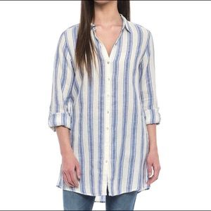 Coverup shirt dress St. Tropez West • striped linen button down top